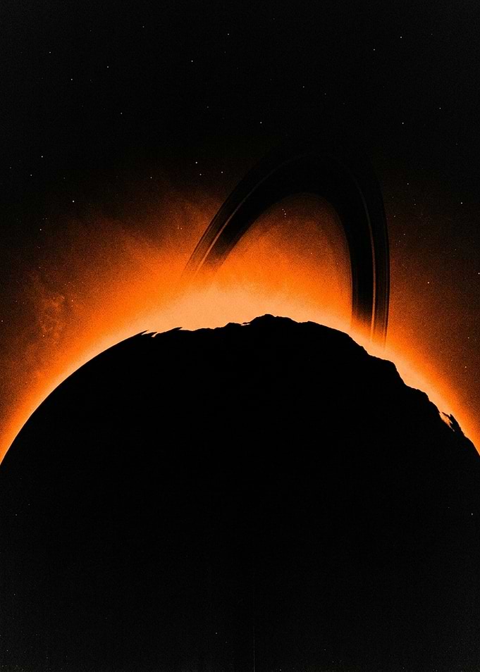Eclipse Over a Ringed Planet