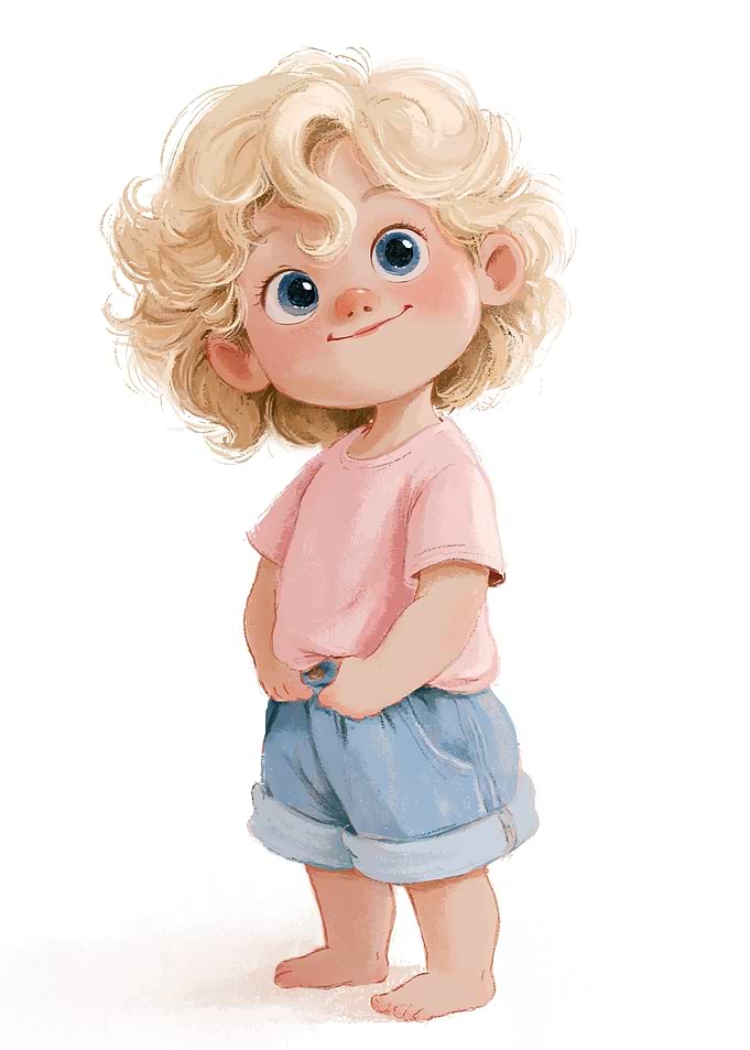 Cute Blonde Toddler Illustration