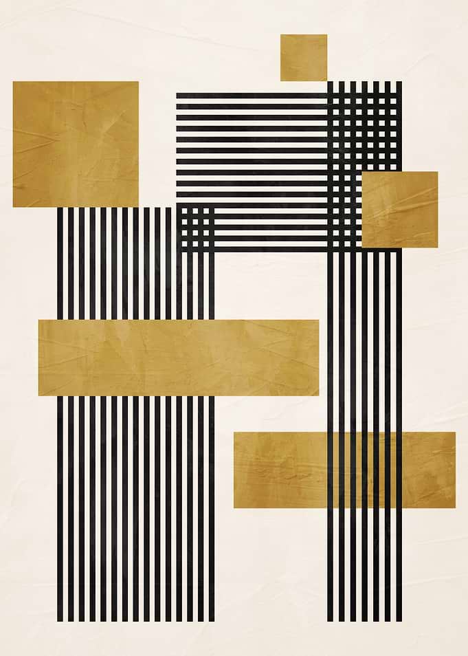 Abstract Geometric Gold and Black Art