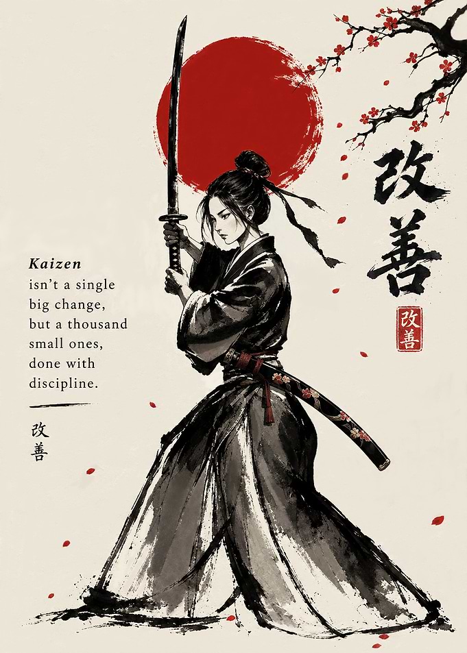 Kaizen Samurai Warrior Ink Illustration
