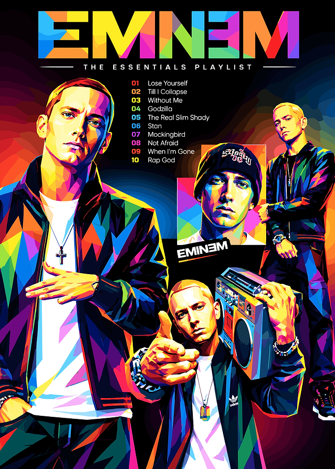 Eminem Essentials Playlist Pop Art Poster