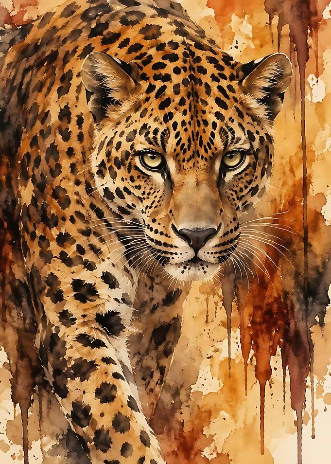 Watercolor Leopard Portrait