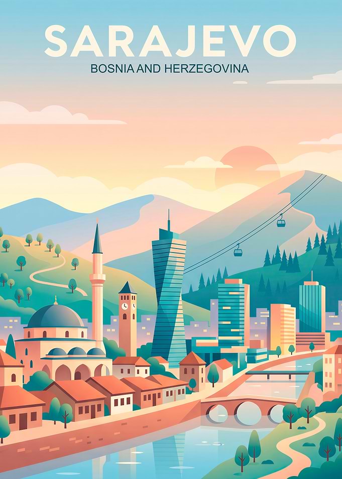 Sarajevo Travel Poster Illustration