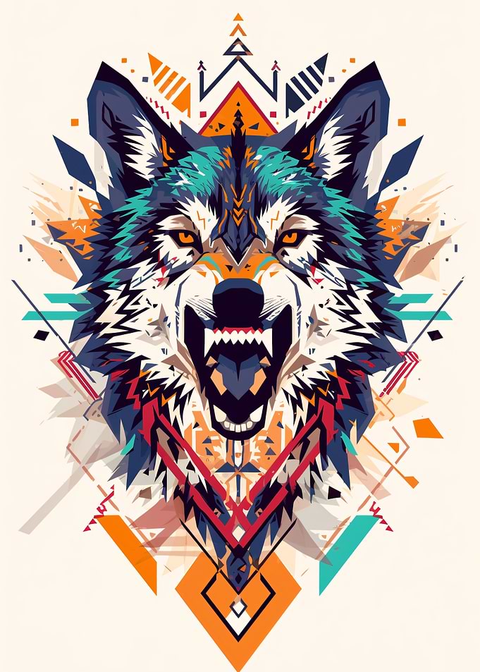 Geometric Wolf Head Illustration