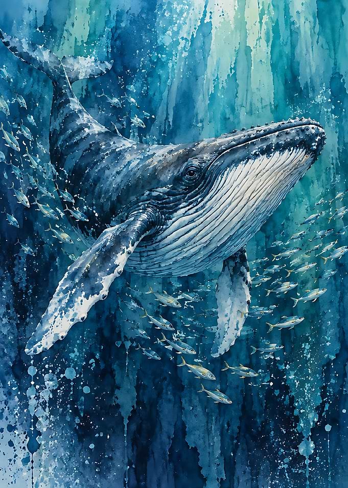 Majestic Humpback Whale in Deep Ocean