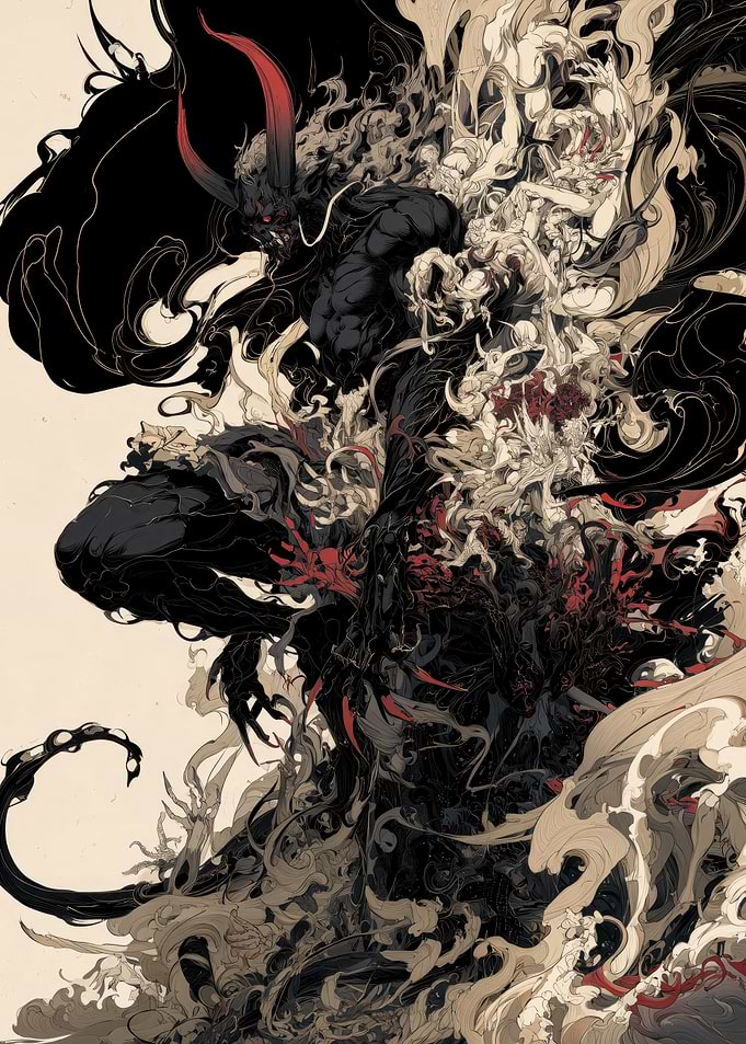 Dark Oni Demon Fantasy Illustration