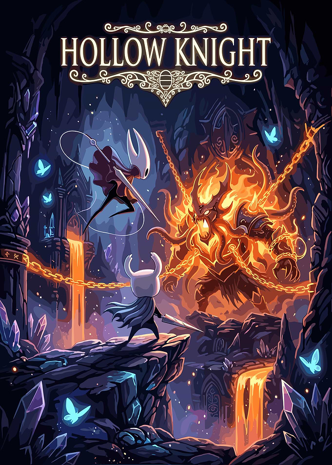 Hollow Knight Battle Against Fiery Boss
