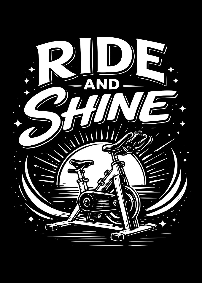 Ride and Shine Spin Bike Graphic