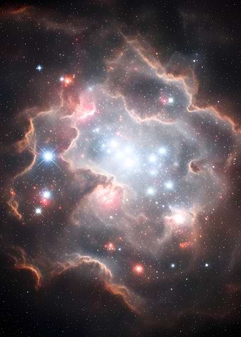 Vibrant Star Cluster in Nebula
