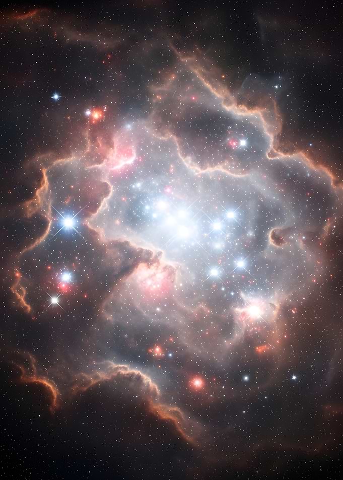 Vibrant Star Cluster in Nebula