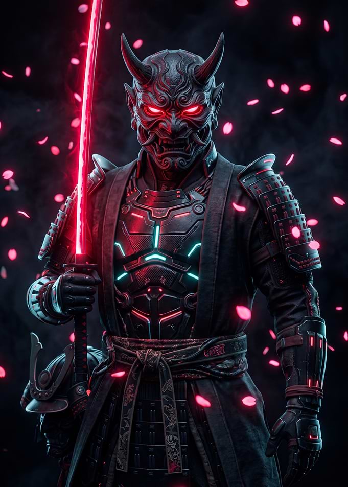 Neo-Tokyo Cyberpunk Oni Samurai
