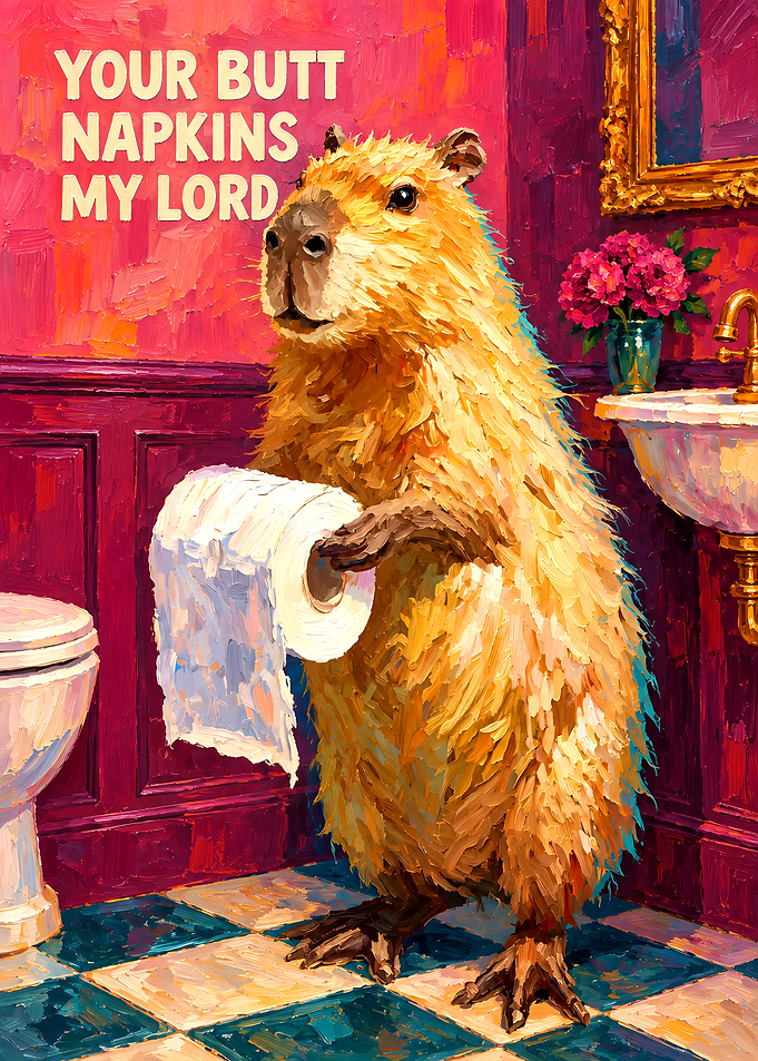 Capybara Holding Toilet Paper