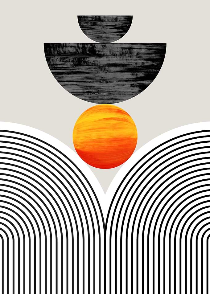 Minimalist Abstract Geometric Sun Art