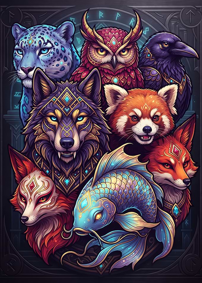 Mystical Animal Totem Collage
