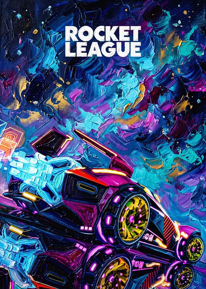 Rocket League Abstract Oil Painting