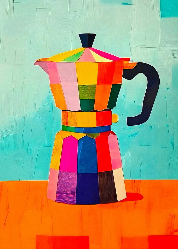 Colorful Mosaic Moka Pot Illustration