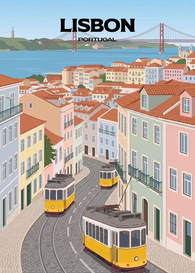 Lisbon Portugal Travel Poster