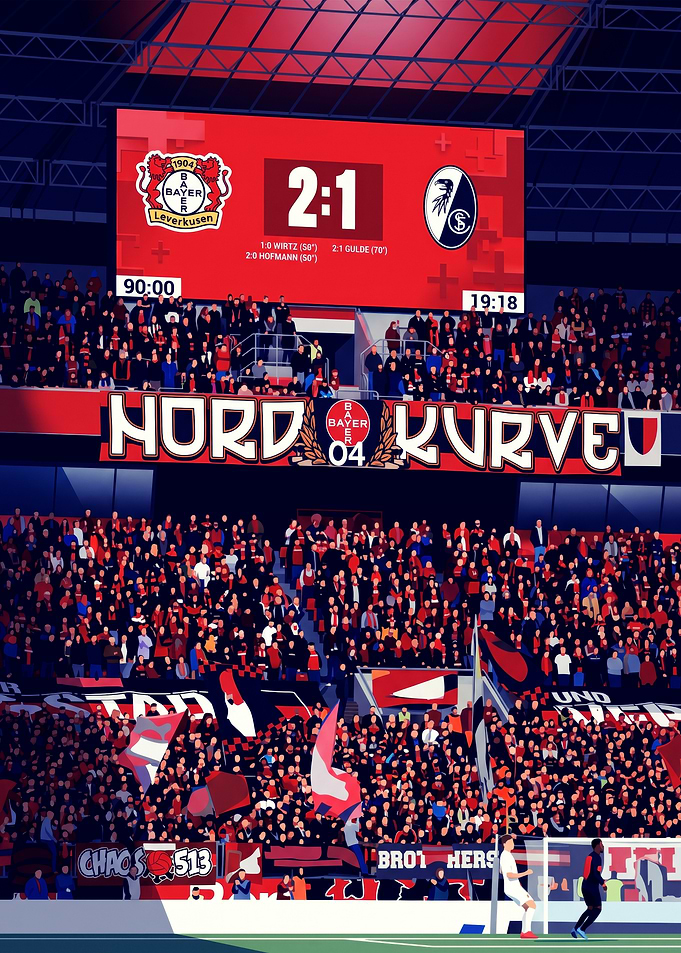 Bayer Leverkusen Nordkurve Stadium Illustration