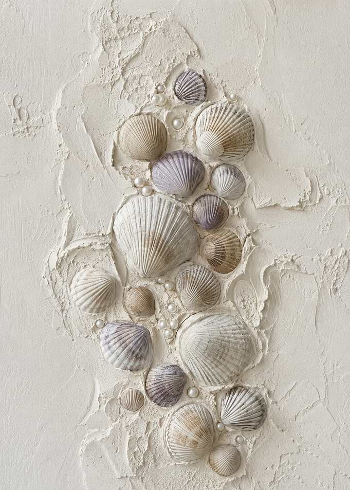 Textured Seashell and Pearl Wall Art