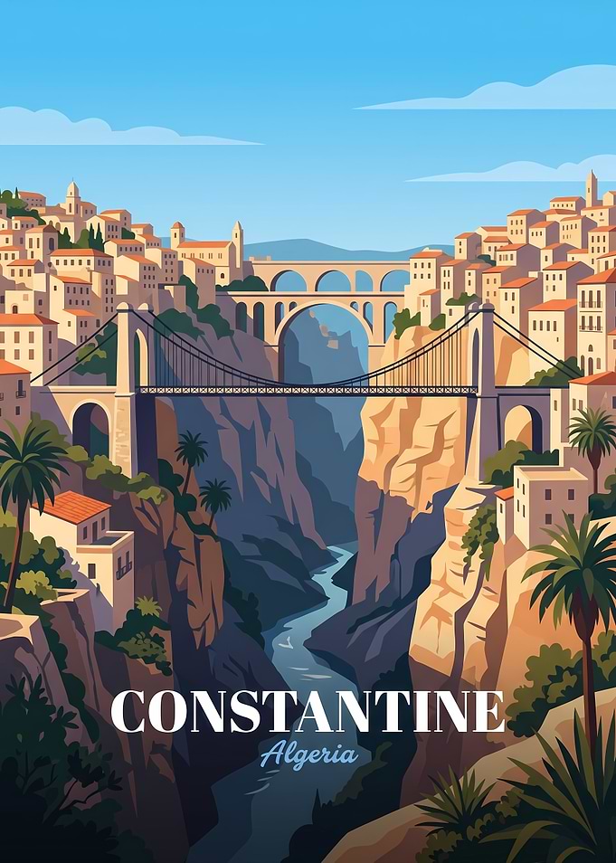 Constantine Algeria Travel Poster