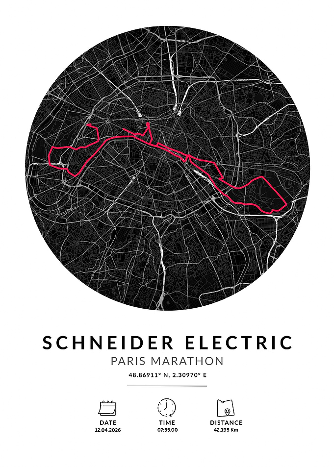 Schneider Electric Paris Marathon Map Poster