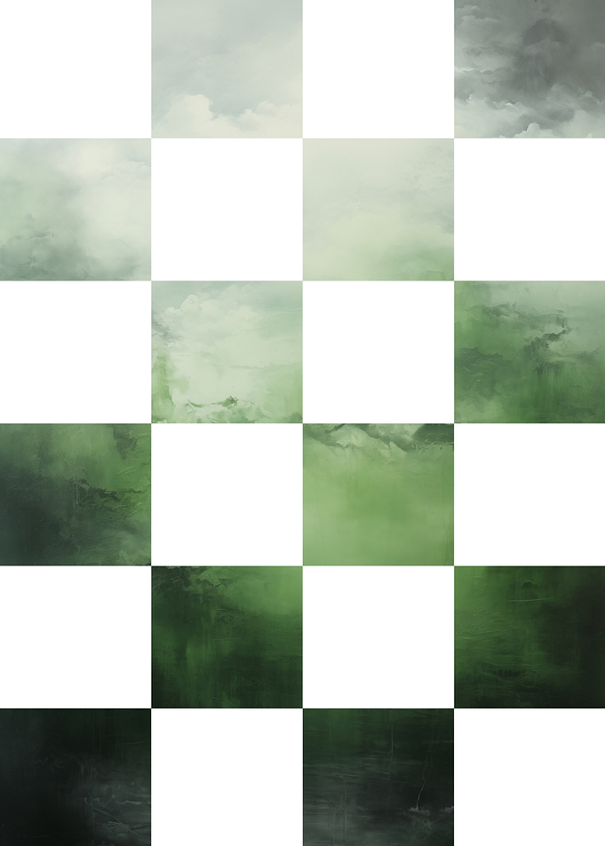 Abstract Green Checkerboard Cloud Art