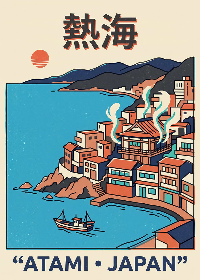 Vintage Travel Poster of Atami Japan