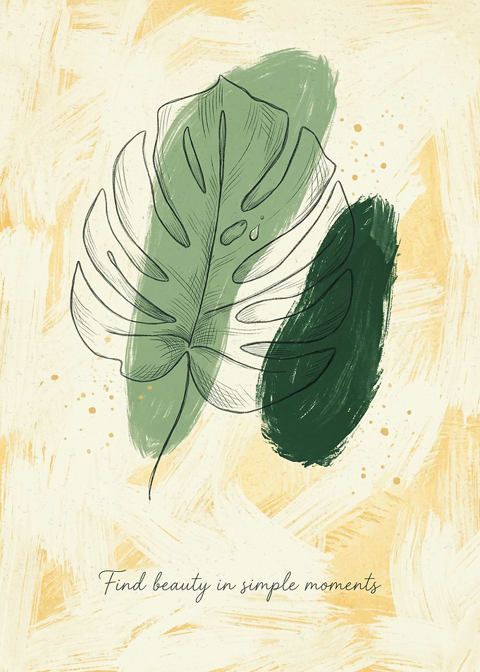 Monstera Leaf Botanical Minimalist Line Art