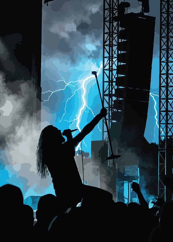 Heavy Metal Concert Lightning Silhouette