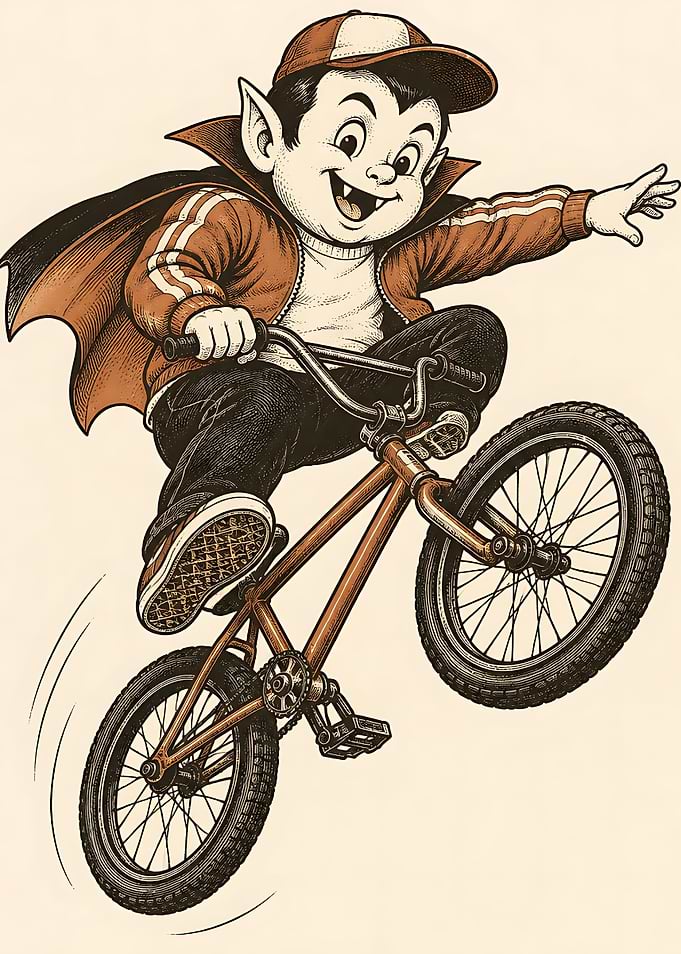 Vampire Boy Riding BMX Bike