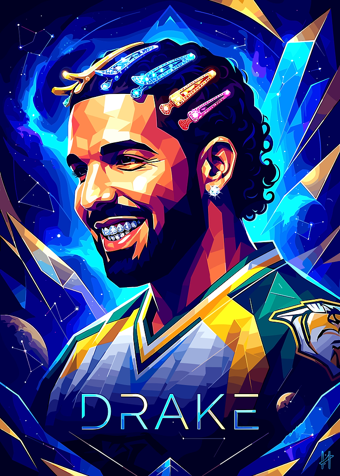 Drake Low Poly Portrait Art