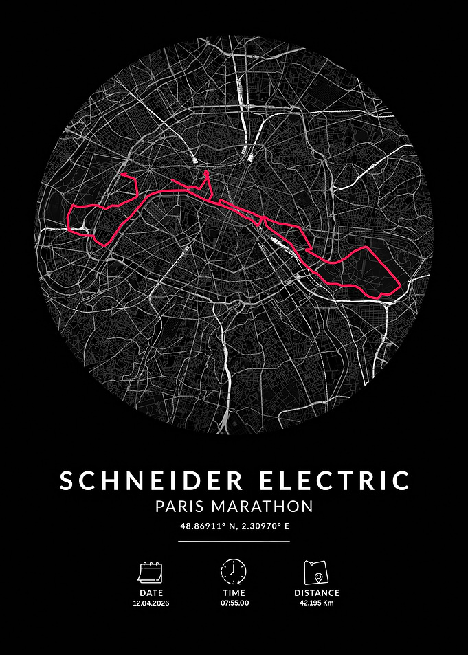 Schneider Electric Paris Marathon Map Poster