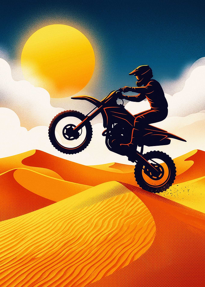 Motocross Rider in Desert Sunset