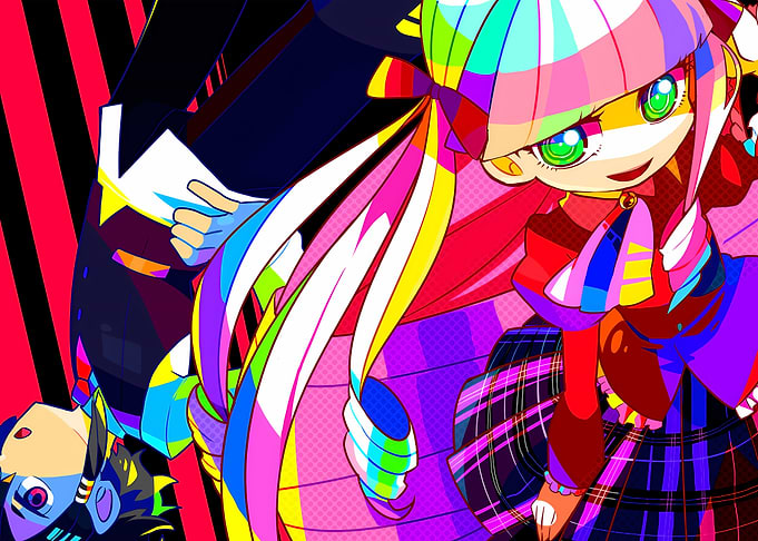 Vibrant Anime Characters with Rainbow Hair