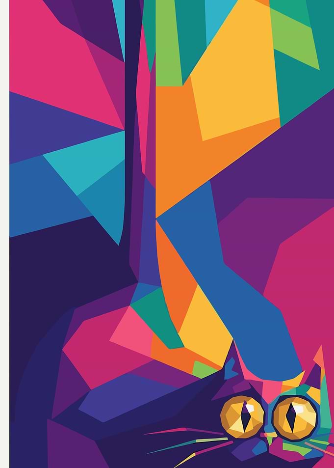 Colorful Geometric Pop Art Cat