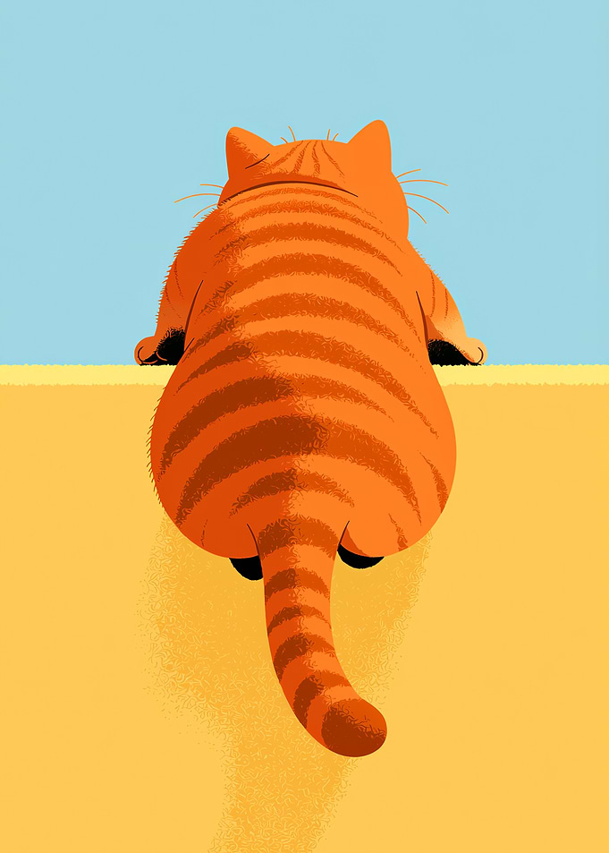 Chubby Orange Tabby Cat Illustration