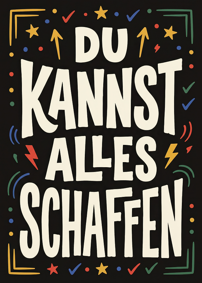 DU KANNST ALLES SCHAFFEN Inspirational German Quote Wall Art