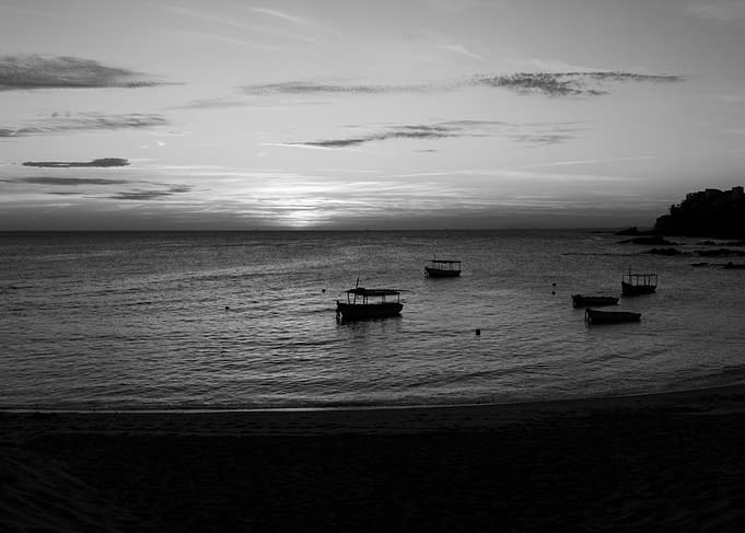 Black and White Sunset Seascape