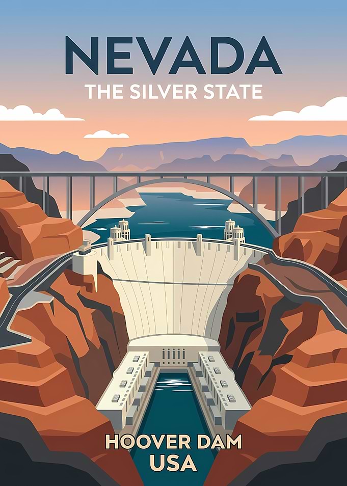 Nevada Hoover Dam Travel Poster
