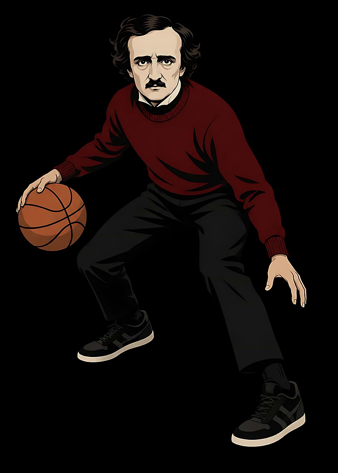 Edgar Allan Poe Playing Basketball