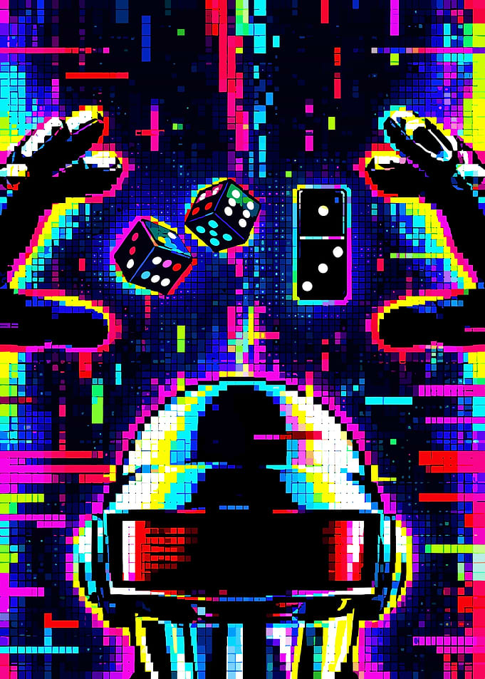 Daft Punk Glitch Art Poster