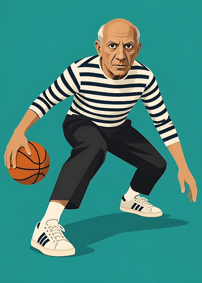 Pablo Picasso Playing Basketball