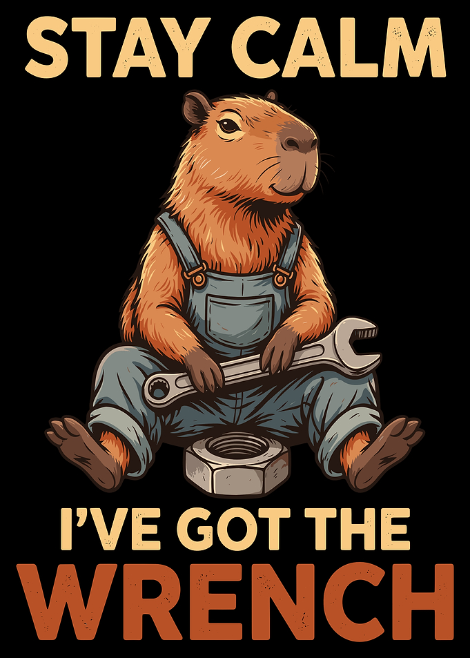 Capybara Mechanic Stay Calm Wrench Design