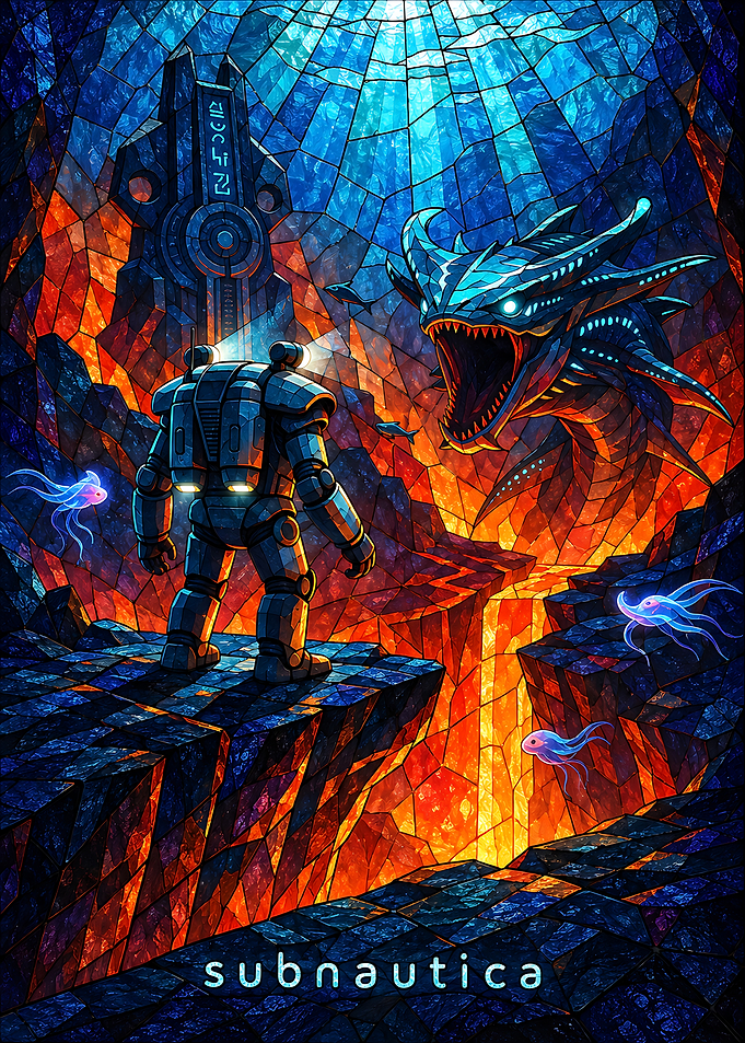 Subnautica Stained Glass Sea Dragon Encounter