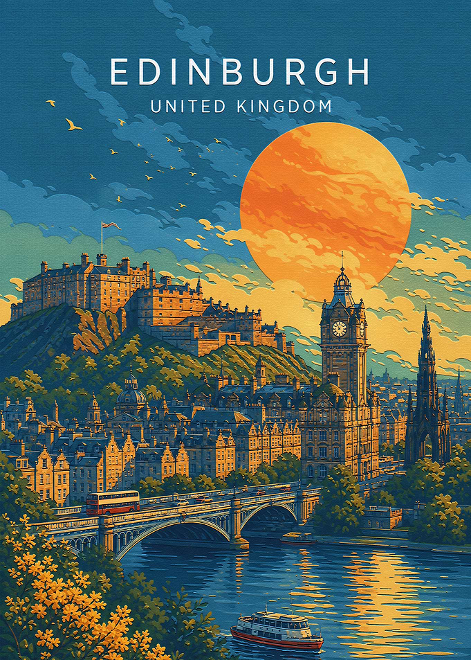 Vintage Travel Poster of Edinburgh