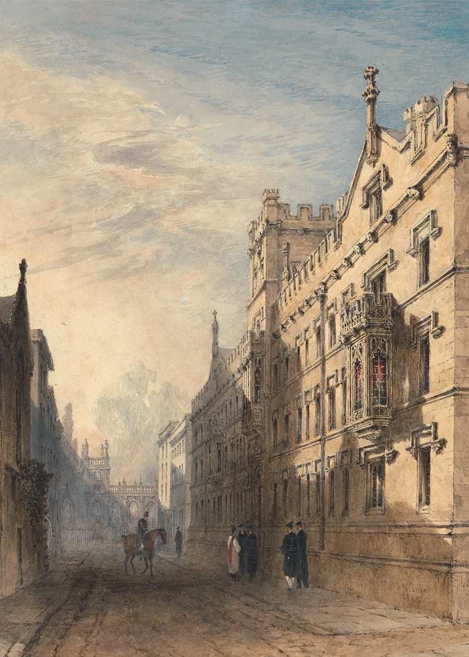 Historic Street Scene with Gothic Architecture