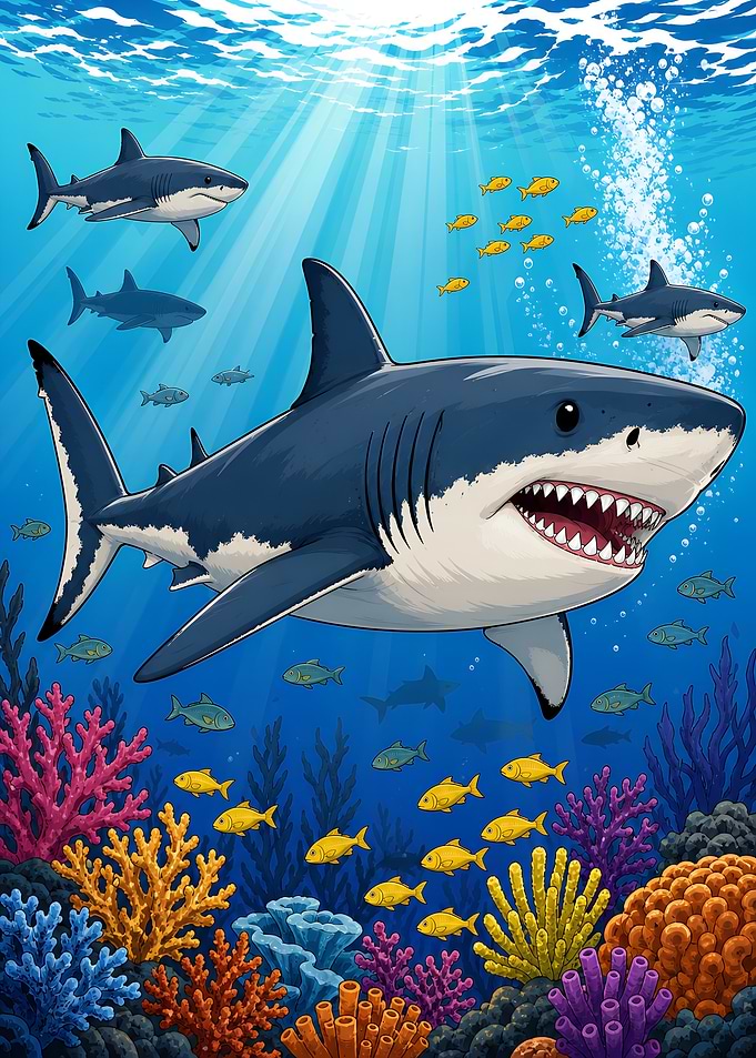 Vibrant Underwater Fishes Shark Reef Ocean