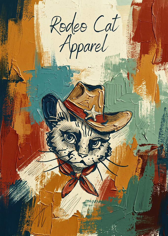 Cowboy Cat Rodeo Apparel Oil Painting Art