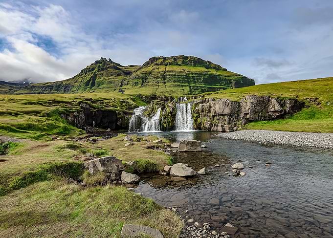Scenic Waterfall in Icelandic Landscape