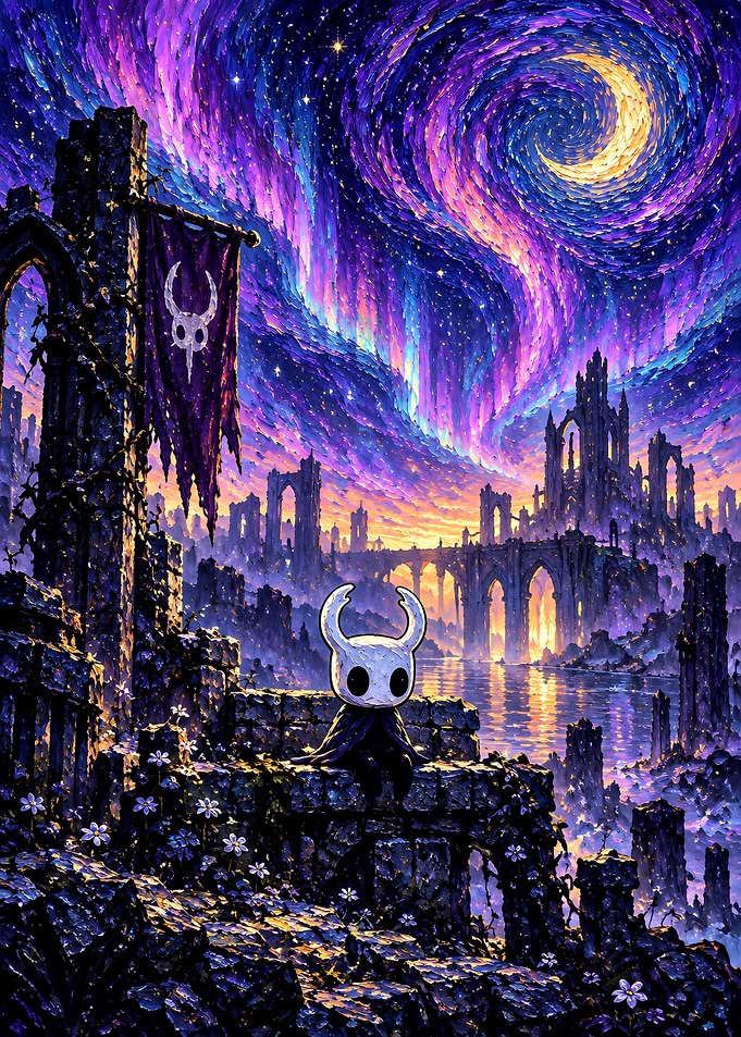 Hollow Knight Starry Night Landscape